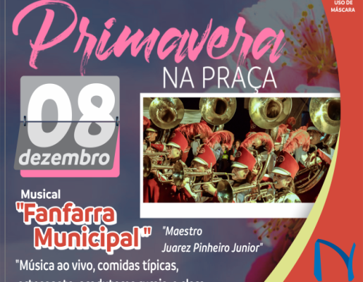 Primavera na Praça: Nesta quarta-feira (08) tem apresentação musical da fanfarra municipal de Nazaré Paulista, a partir das 17horas traga sua família!