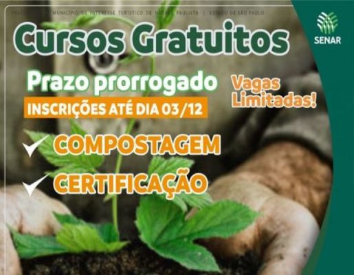 Prefeitura de Nazaré Paulista e Senar prorroga o prazo das inscrições para cursos gratuitos de compostagem e certificação