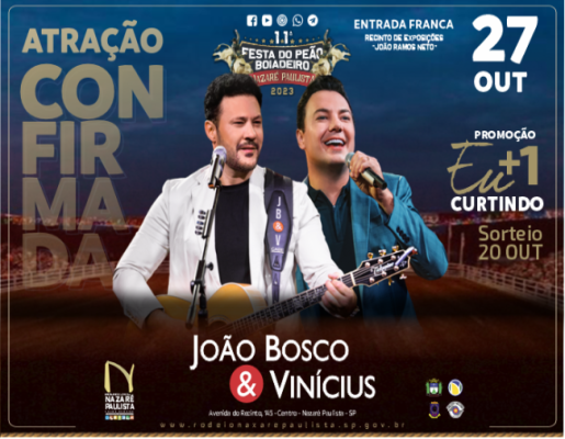 Acabou o suspense: Primeira atração confirmada da 11ª Festa do Peão Boiadeiro 2023 de Nazaré Paulista