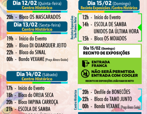 Foto - Programação oficial - carnaval de marchinhas 2026 de Nazaré Paulista